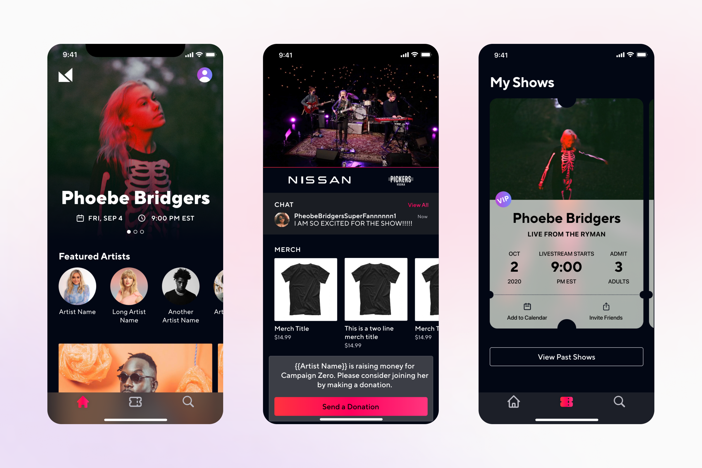 Mandolin app - A native mobile app for streaming concerts online, designed by Seth Richardson, a mobile product designer based in Indy